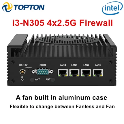 Firewall Mini PC 12th Gen Intel i3 N305 N100, enrutador suave 4x, i226-V, 2,5G, DDR5, 2 X COM, 2 x HDMI, refrigeración eficiente del ordenador Industrial