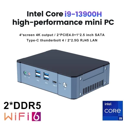 Mini PC Gamer Intel i9 de 13ª generación, 13900H, i7, 13700H, Thunderbolt 4, 2 x DDR5, 2 x PCIE4.0, ordenador de escritorio para juegos, 2x2,5G, LAN, WiFi6