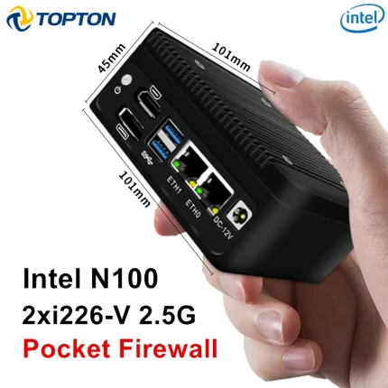 Topton-enrutador de cortafuegos de bolsillo, 12. a generación, Alder Lake, Intel N100 DDR5, Mini PC sin ventilador, 2xi226-V, 2,5G, LAN, pfSense, Proxmox, servidor ESXi