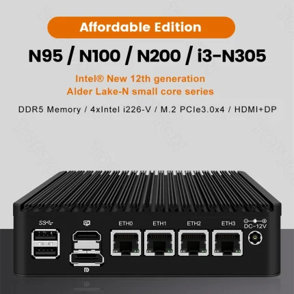 Topton-Router Firewall X2C, Mini PC sin ventilador, edición asequible, 12ª generación, Intel i3, N305, N100, DDR5, 2 x PCIE, 4xi226-V, 2,5G, Proxmox, Host