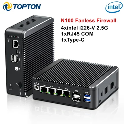 Mini PC Firewall sin ventilador, enrutador suave de 12ª generación, Intel N100, 2,5G, 4x, i226-V, LAN, 1 X COM, RJ45, tipo C, pfSense, PVE, ESXi