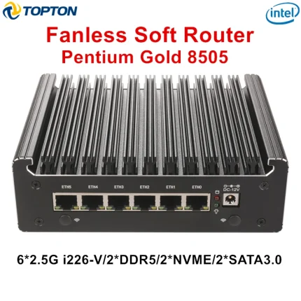 Enrutador suave sin ventilador Intel Pentium Gold 8505 i3 1125G4 N100 Firewall Mini PC 6xi226-V 2,5G DDR5 DDR4 NVMe SATA Proxmox pfSense