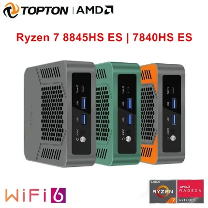 Topton Solid Gaming Mini PC AMD Ryzen 7 8845HS ES USB4.0 Dual LAN 2xDDR5 PCIe4.0 Windows 11 Pro Pocket Nuc Mini computadora WiFi6