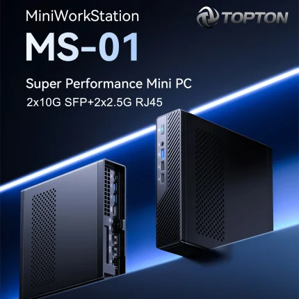 Topton-Mini estación de trabajo MS-01 ordenador de escritorio, Intel i9 13900H, 2x10G, SFP + 2x2,5G, LAN, 2xDDR5, 3xnvme, 2xUSB4, PCIEx16