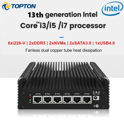 Enrutador suave de 13. a generación Intel i7 1355U i5 1335U i3 1315U 6xi226-V 2,5G USB4.0 2xDDR5 Mini PC sin ventilador NAS dispositivo de cortafuegos Proxmox
