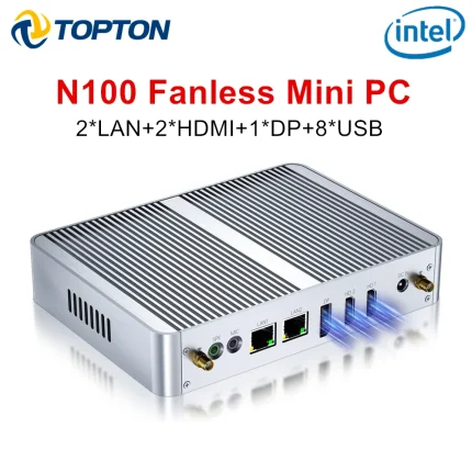 Topton-Mini PC M4 sin ventilador, Intel N100, Windows 11, 3xstorage, pantalla 3x4K, enrutador de cortafuegos LAN Dual, Ordenador de oficina, MINIPC 0 ruido