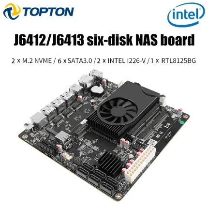 Placa base NAS J6413 J6412 2 * Intel i226-V 1 * RTL8125BG 2,5G LANs 2 * NVMe 6 * SATA3.0 2 * DDR4 1 * PCIe Mini ITX Soft Router Mainboard