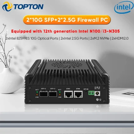 Nuevo Firewall Mini PC 2x10G SFP + 2xi226-V 2,5G Intel 3 N355 N305 N150 N100 enrutamiento suave 2xNVMe DDR5 MiniPC NAS servidor Proxmox