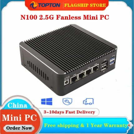 Mini PC sin ventilador Intel N100 de 12. a generación, 2,5G, 4x i226-V LAN, 1 * COM RJ45, enrutador suave, cortafuegos, ordenador tipo C pfSense PVE ESXi