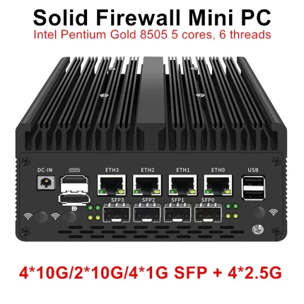 Nuevo aparato de cortafuegos sólido 12. a generación Intel Pentium Gold 8505 10G/1G SFP 4*2,5G RJ45 LAN 2 * DDR5 NVMe Mini PC Proxmox ESXi servidor